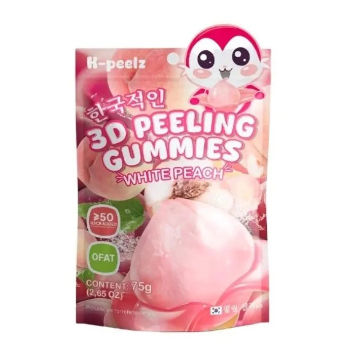 K - Peelz White Peach 3D Peeling Gummies 75g - OhMyCandyBox