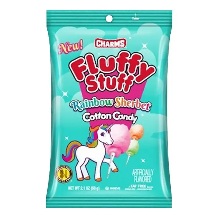 Charms Fluffy Stuff Cotton Candy Rainbow Sherbet 60g OhMyCandyBox